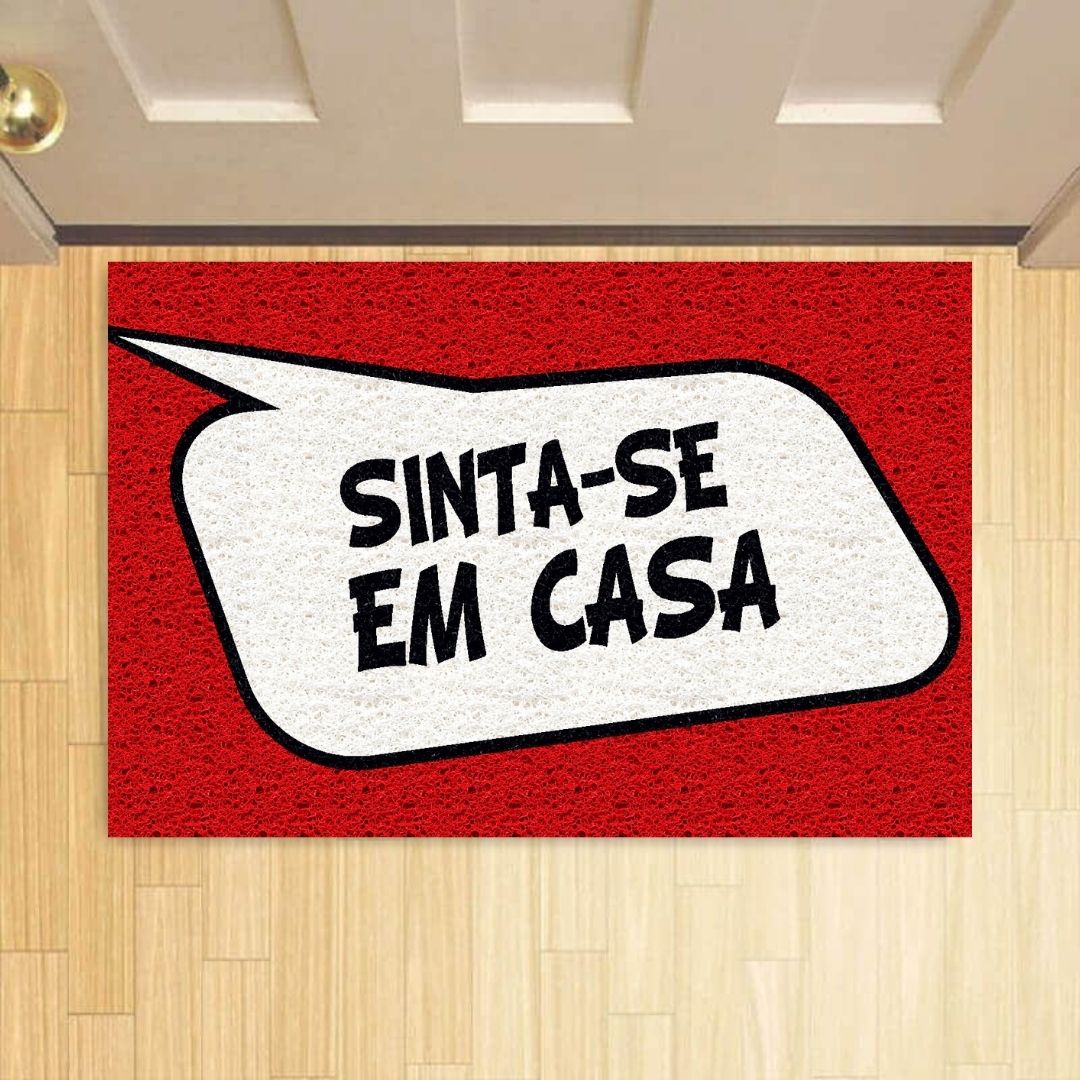 Capacho Divertido Sinta-se em Casa 60x40cm - Vermelho