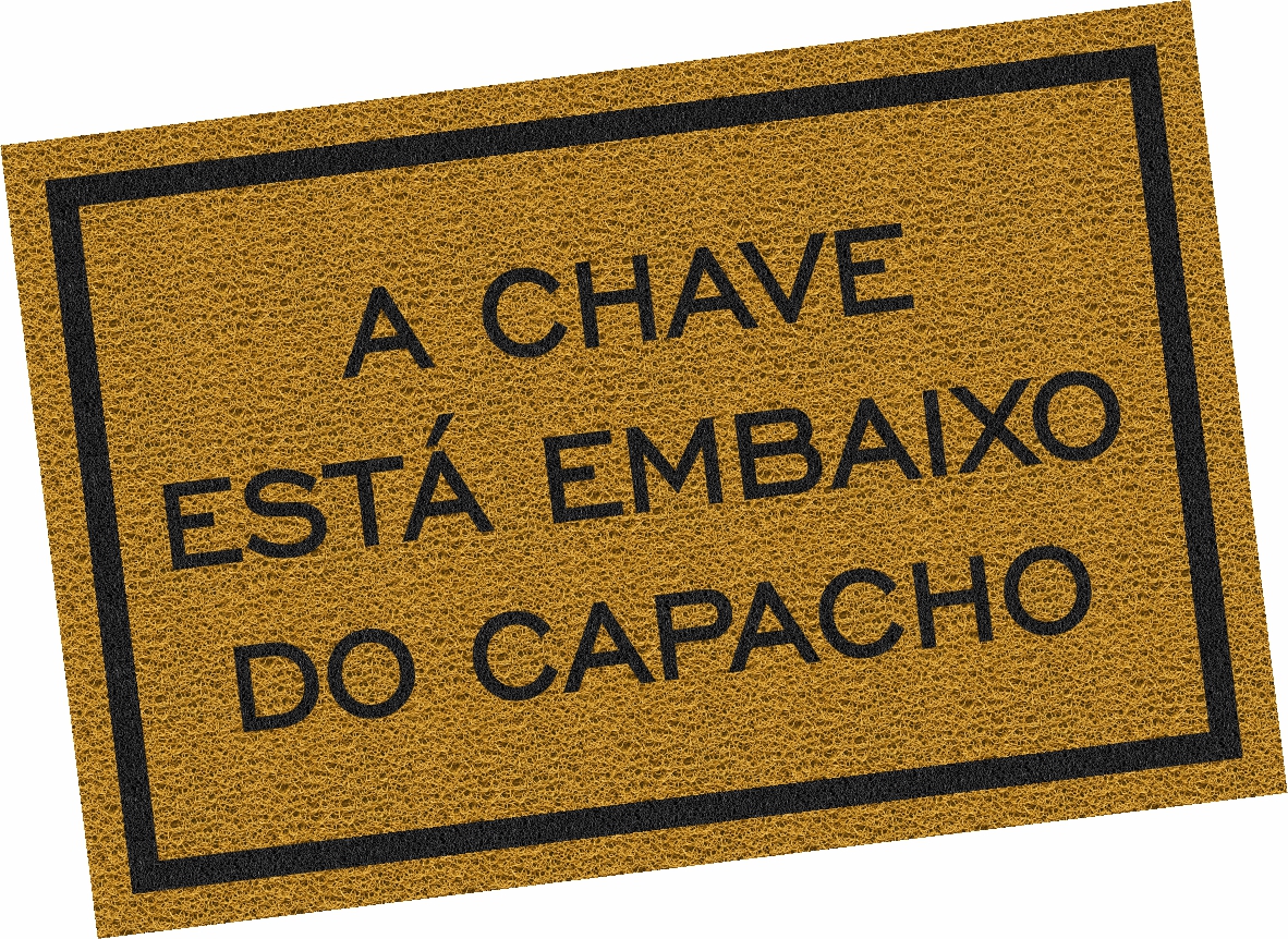 Capacho Divertido A Chave Está Embaixo do Capacho 60x40cm - Ouro 