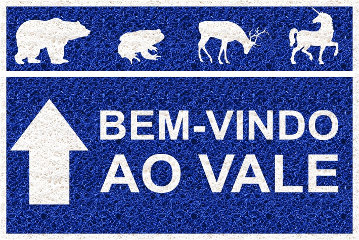 Capacho Divertido Bem-Vindo ao Vale 60x40cm - Azul Royal
